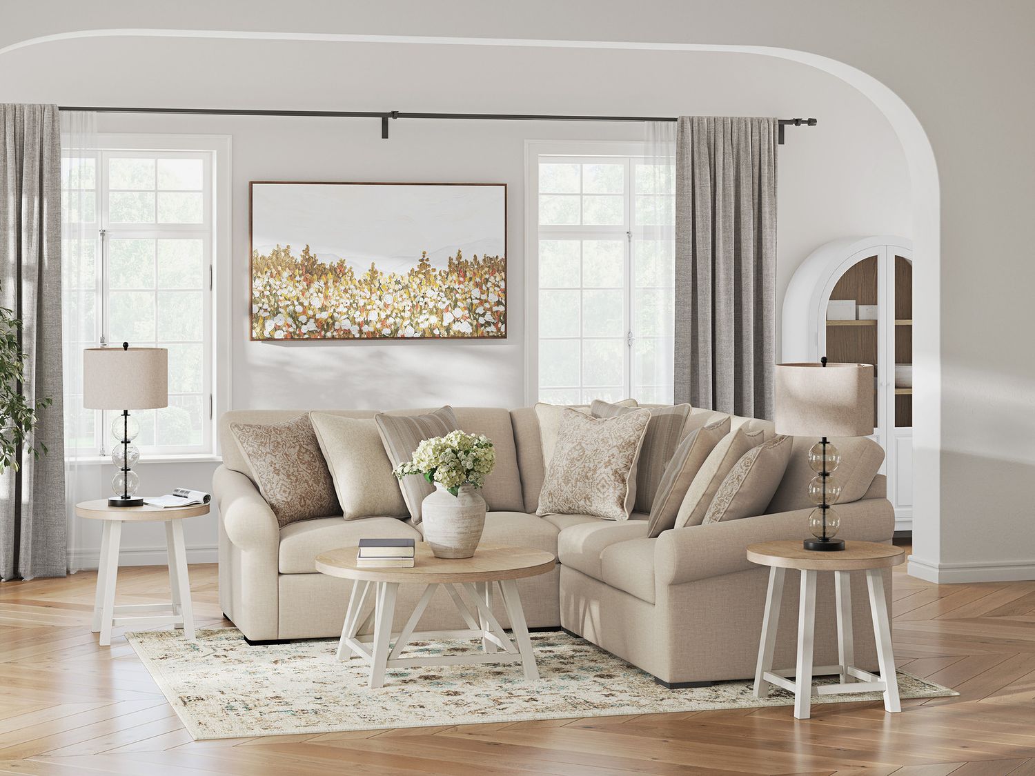LadyMae 3-Piece Sectional In Twill 59404S1