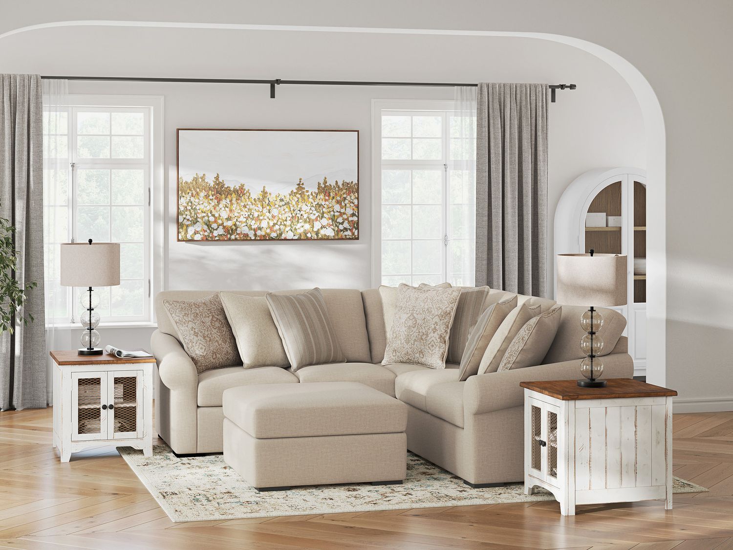 LadyMae 3-Piece Sectional In Twill 59404S1