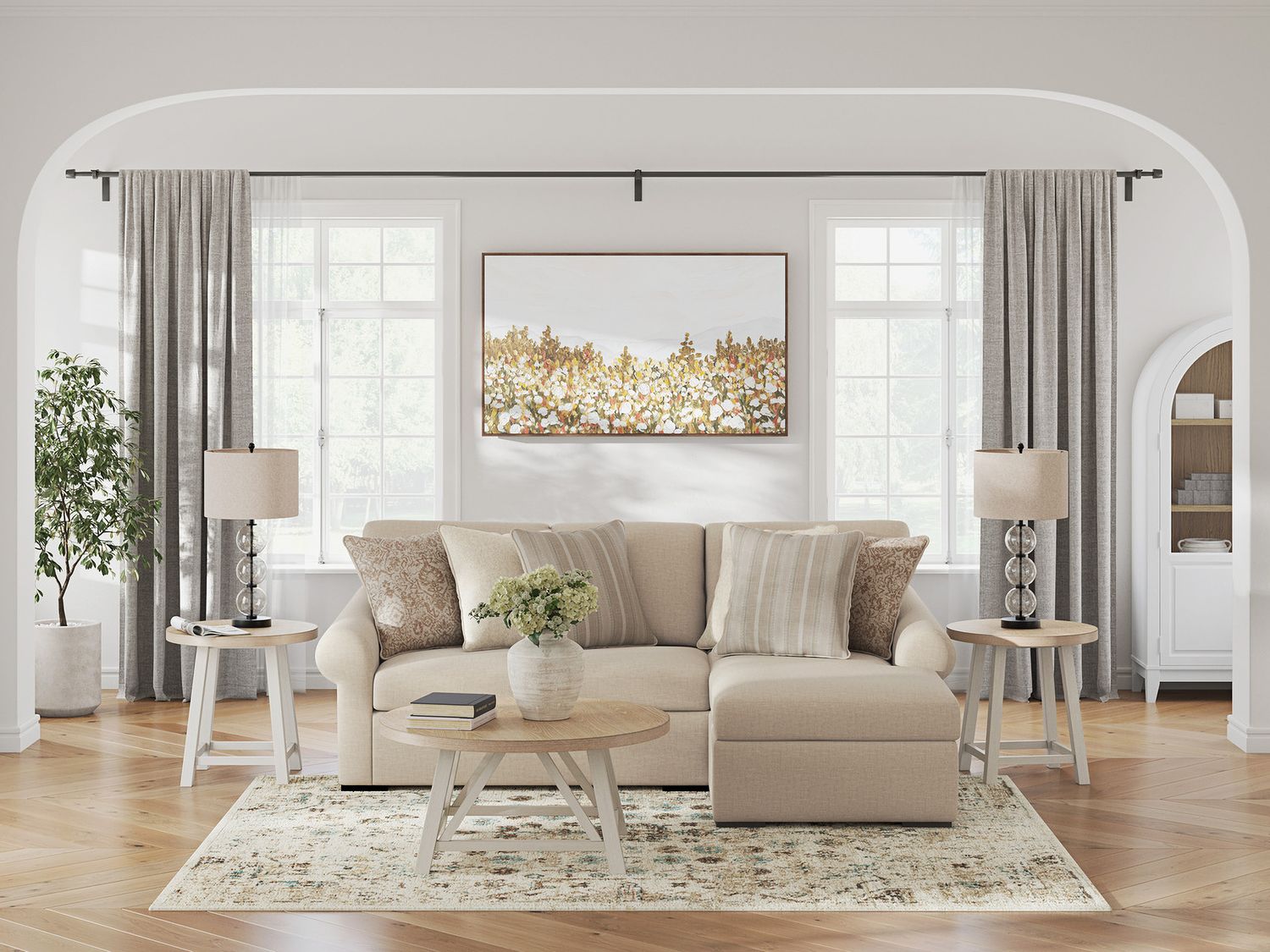 LadyMae 2-Piece Sectional with RAF Chaise In Twill 59404S2