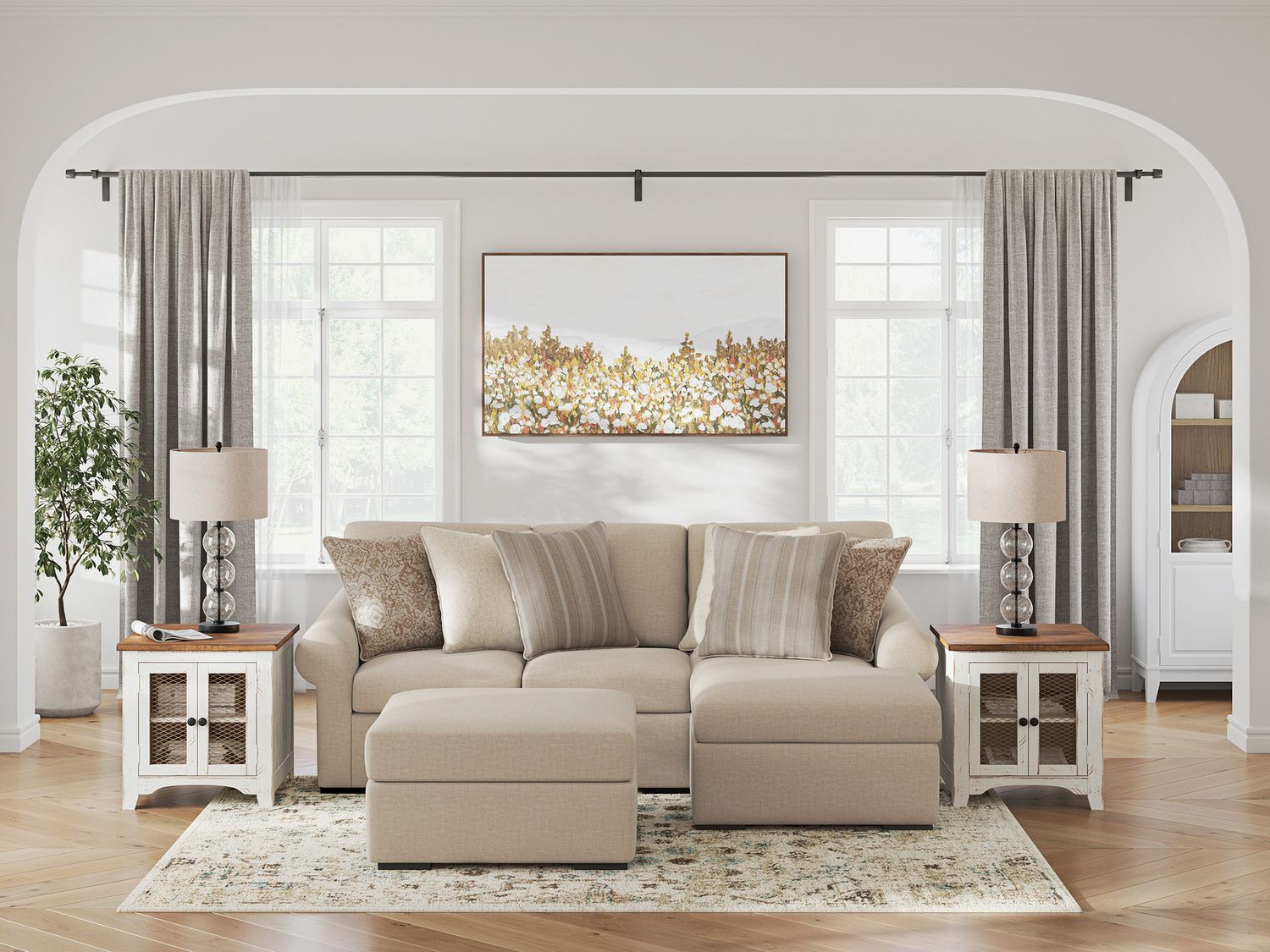 LadyMae 2-Piece Sectional with RAF Chaise In Twill 59404S2