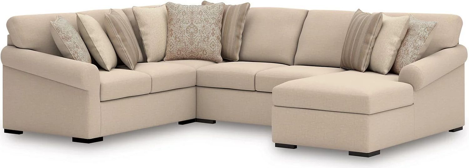 LadyMae 4-Piece Sectional with RAF Chaise In Twill 59404S3