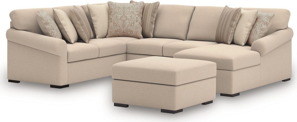 LadyMae 4-Piece Sectional with RAF Chaise In Twill 59404S3