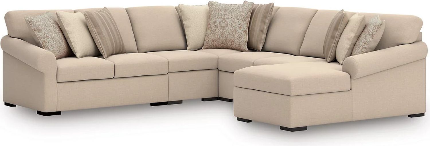LadyMae 5-Piece Sectional with RAF Chaise In Twill 59404S4