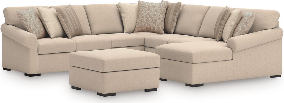 LadyMae 5-Piece Sectional with RAF Chaise In Twill 59404S4