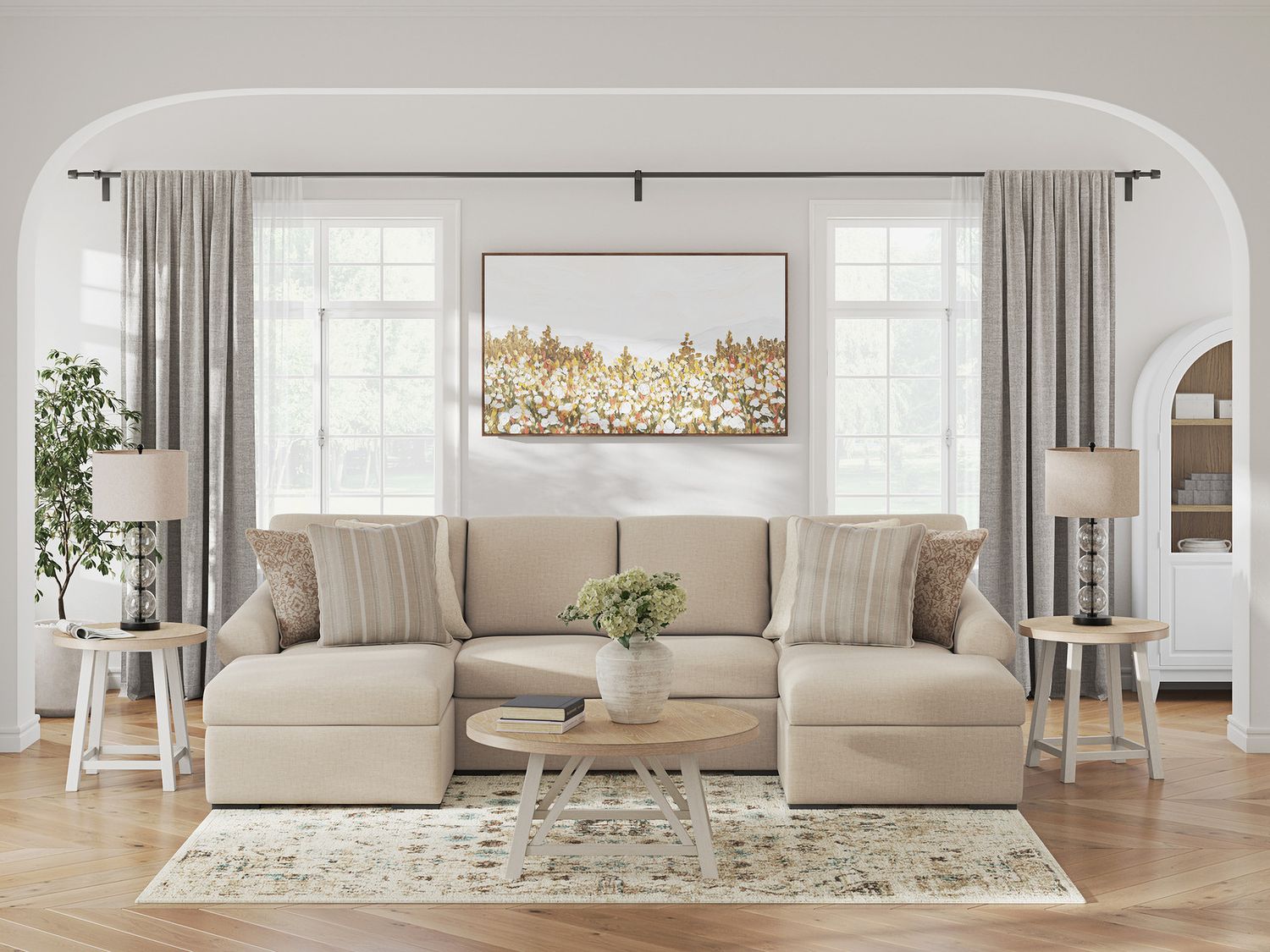 LadyMae 3-Piece Sectional with Chaise In Twill 59404S5