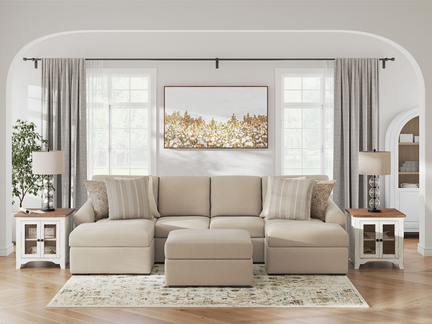 LadyMae 3-Piece Sectional with Chaise In Twill 59404S5