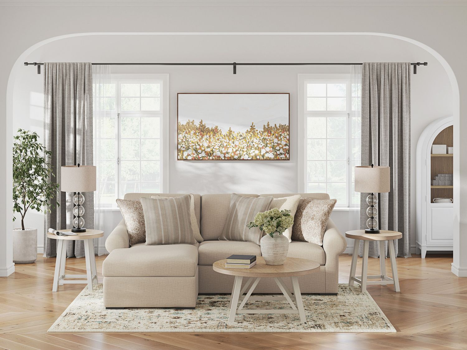 LadyMae 2-Piece Sectional with LAF Chaise In Twill 59404S6