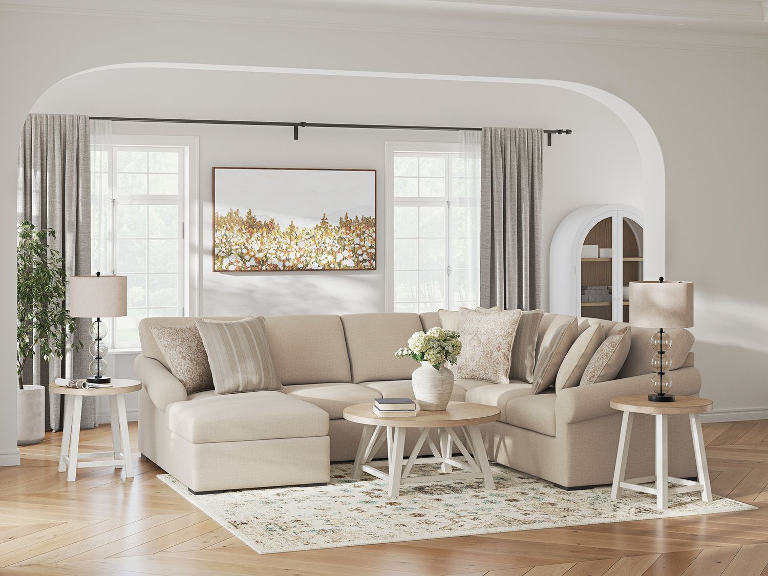 LadyMae 4-Piece Sectional with LAF Chaise In Twill 59404S7