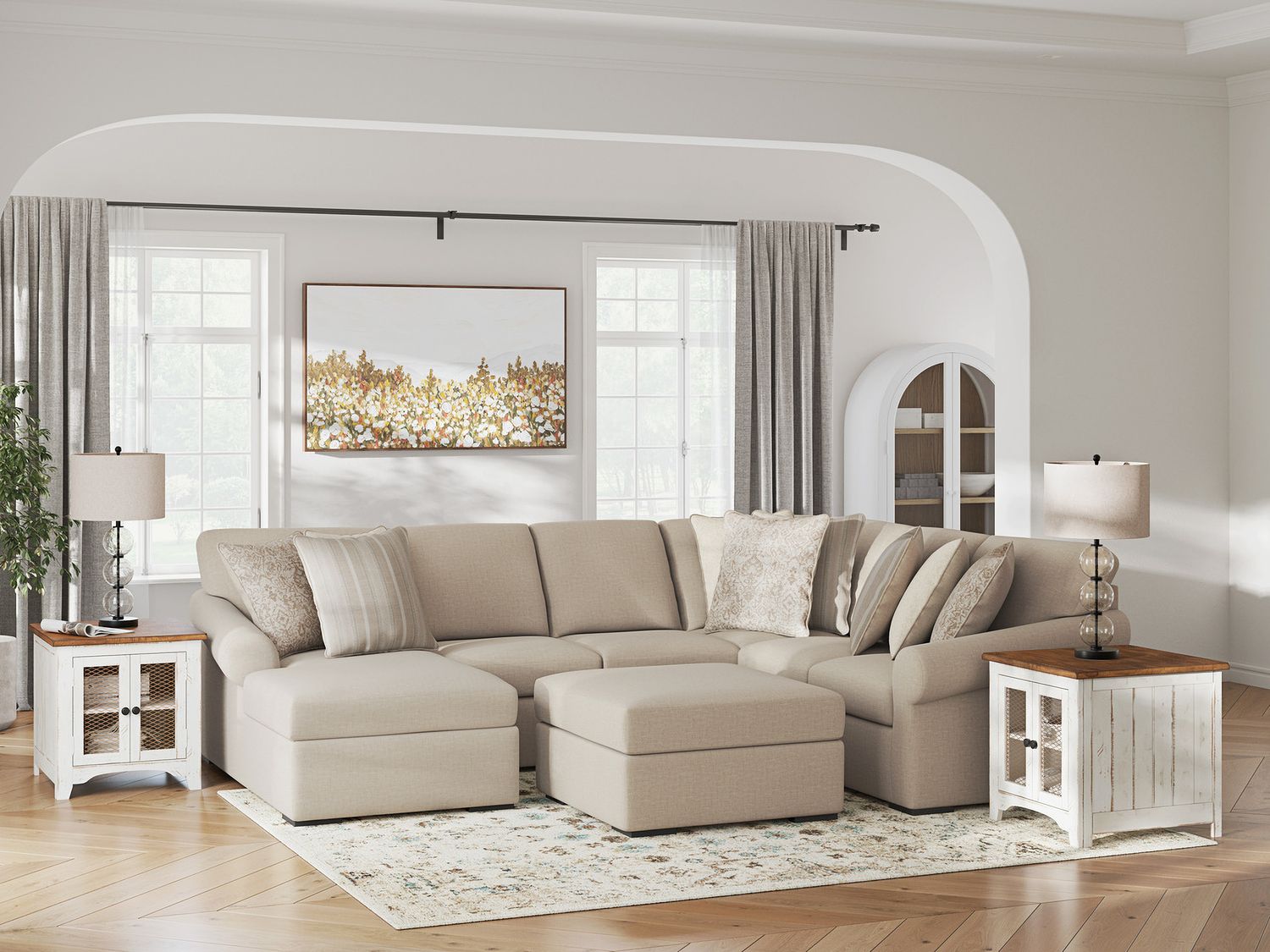 LadyMae 4-Piece Sectional with LAF Chaise In Twill 59404S7