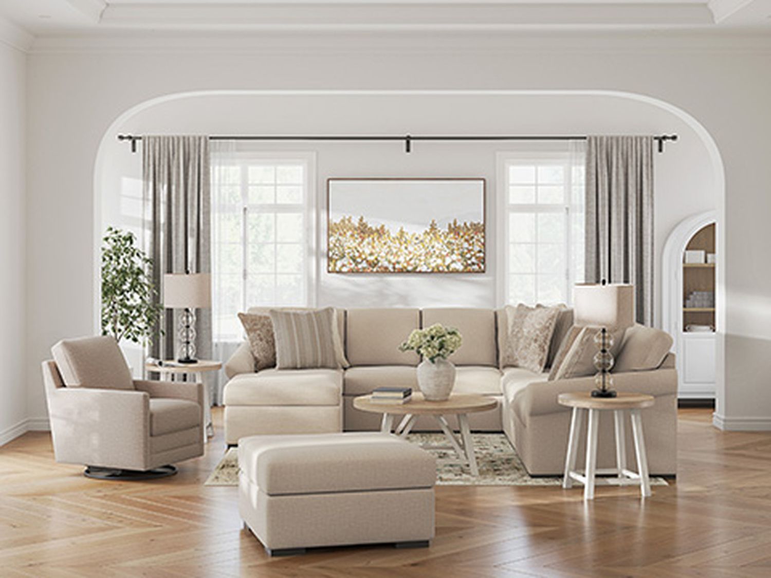 LadyMae 4-Piece Sectional In Twill 59404S9