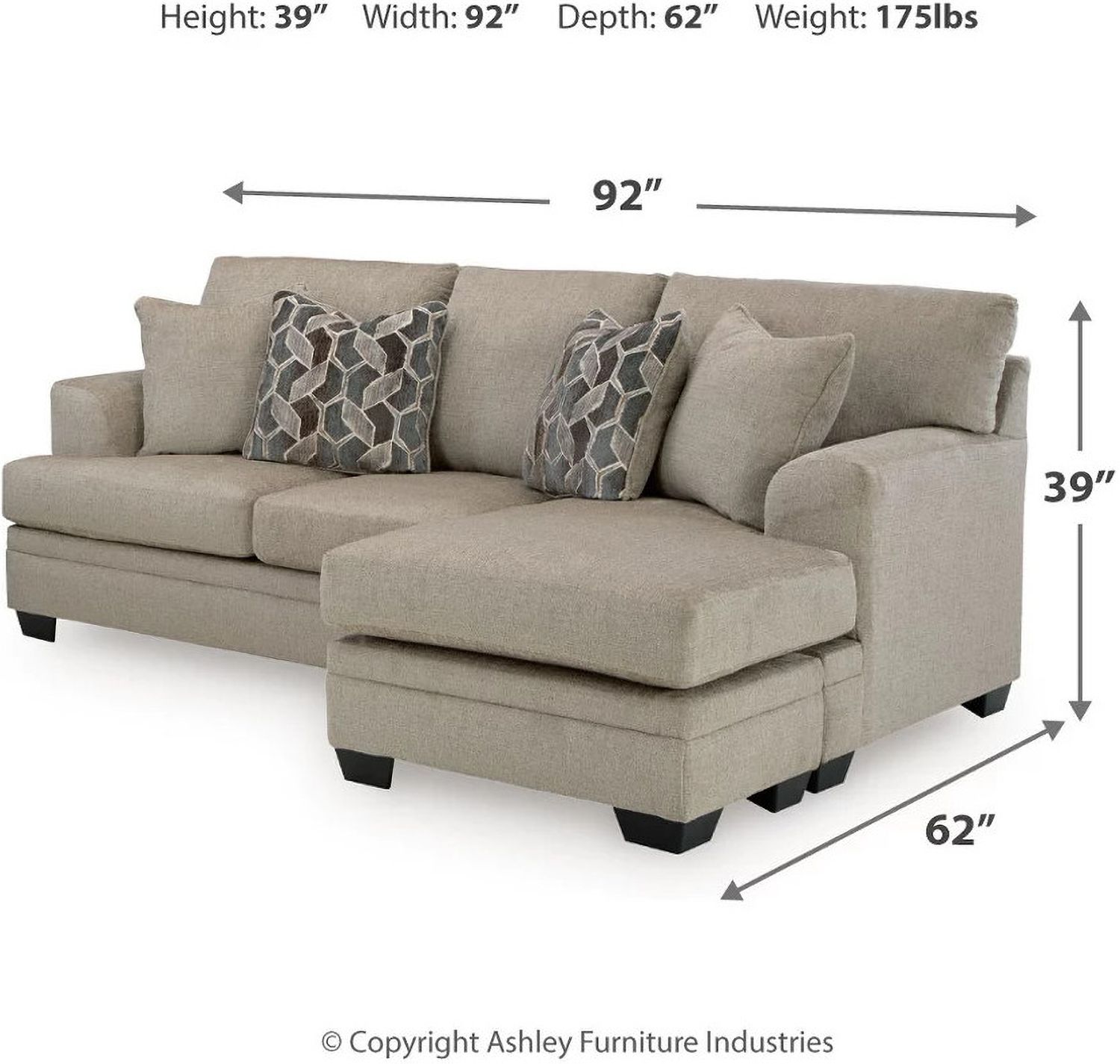 Stonemeade Sofa Chaise In Taupe 5950418