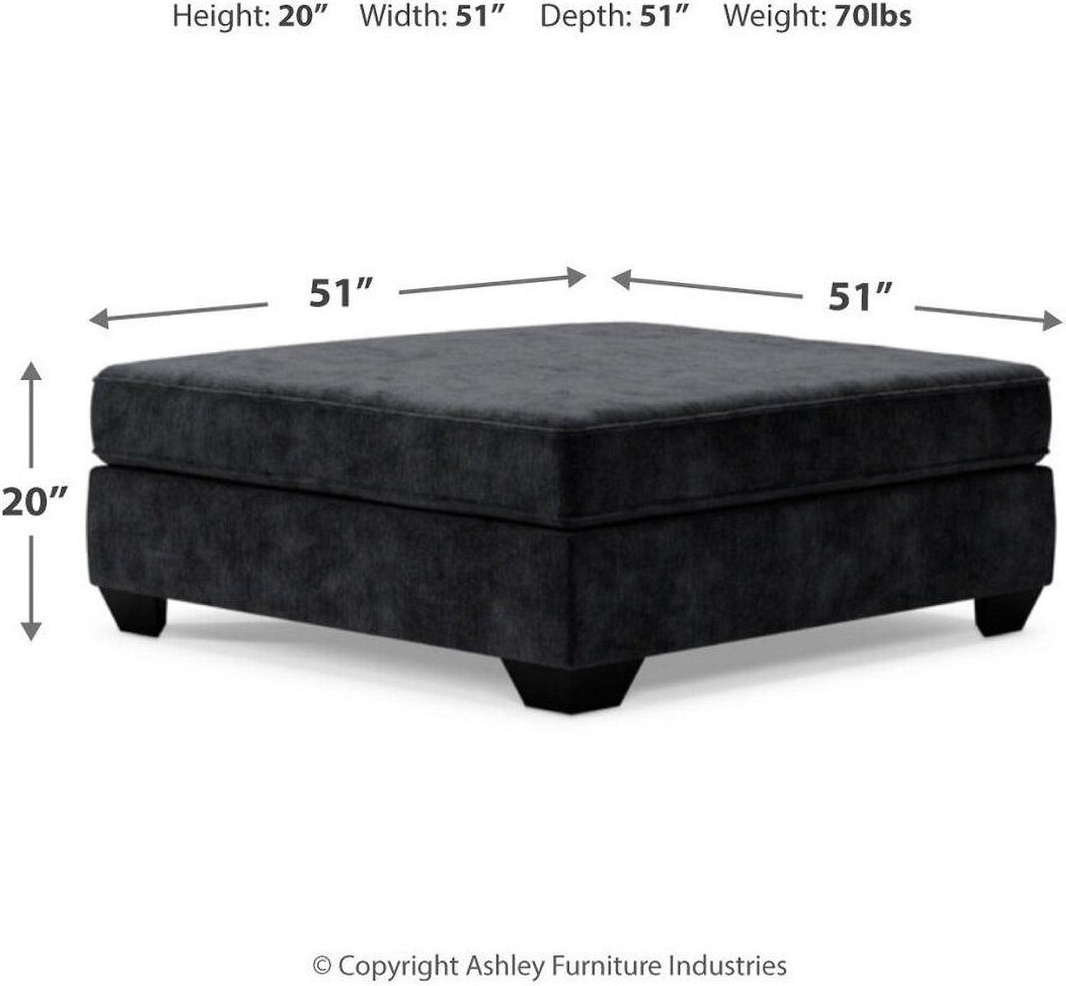 Lavernett Oversized Accent Ottoman In Charcoal 5960308