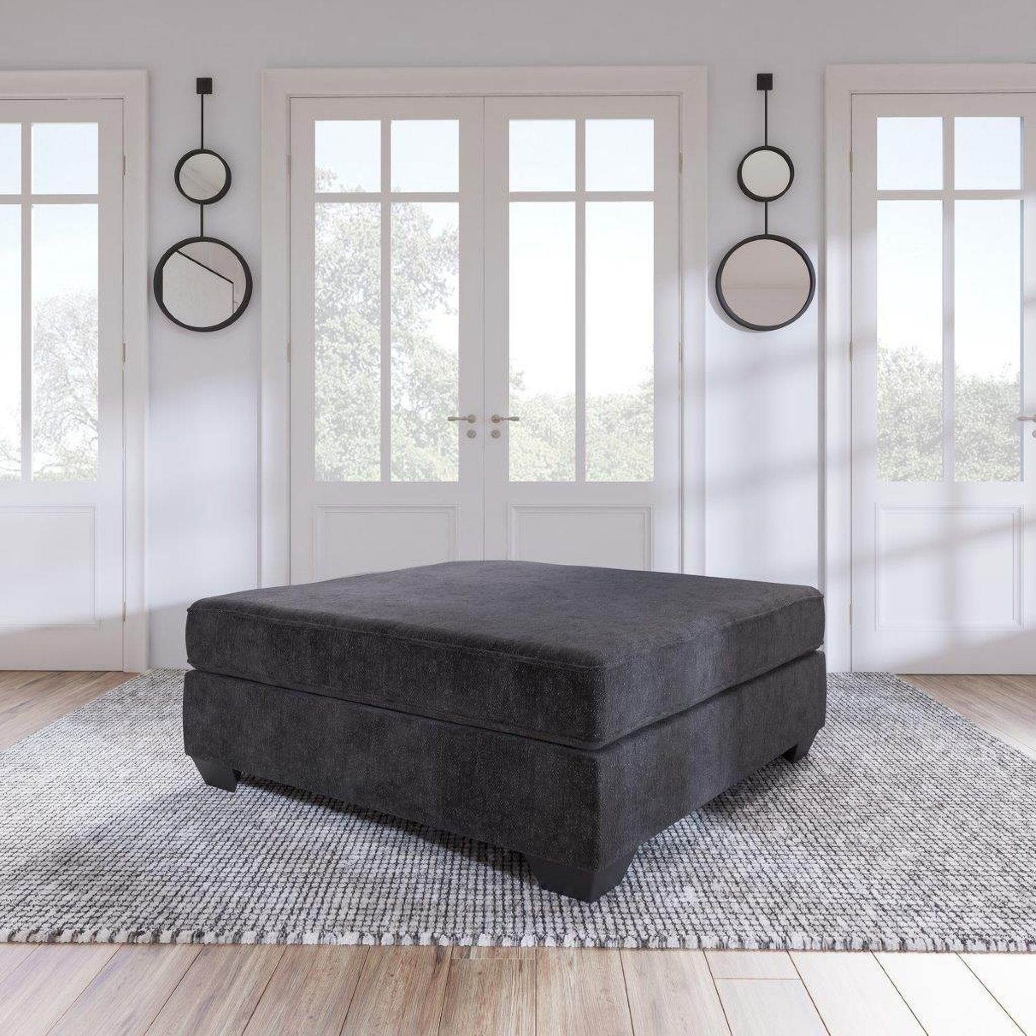 Lavernett Oversized Accent Ottoman In Charcoal 5960308