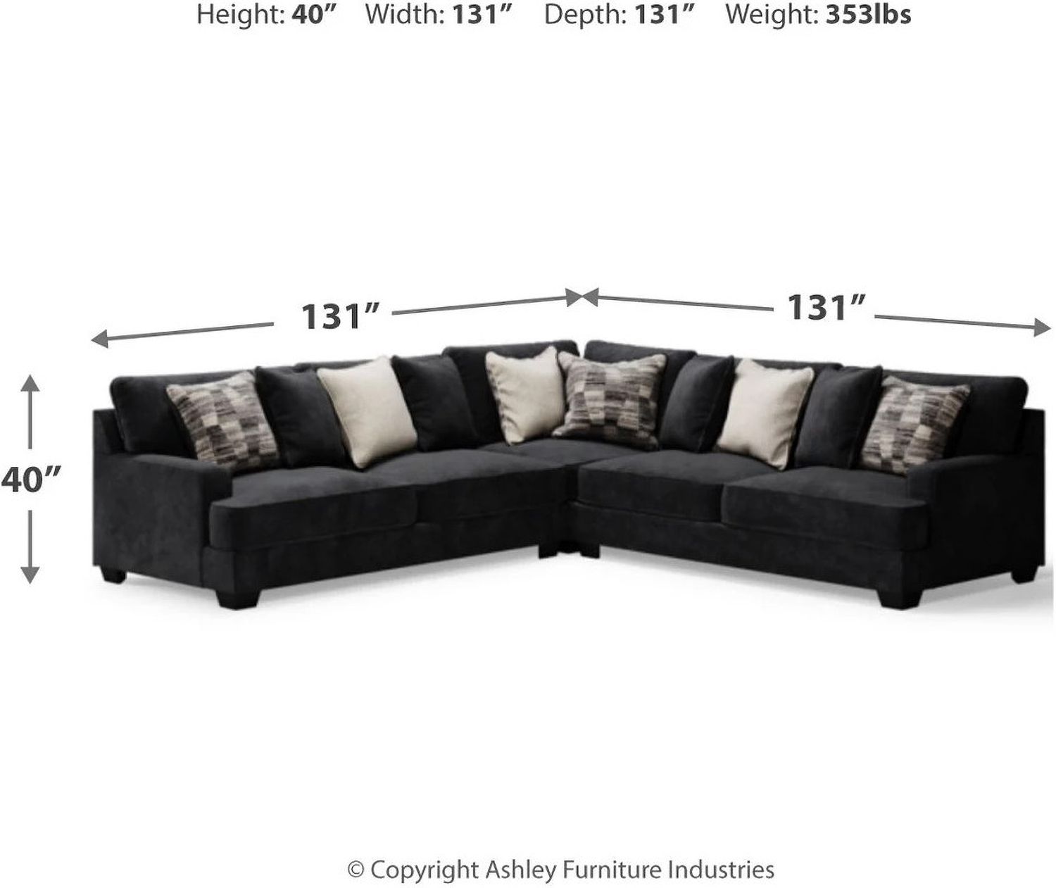 Lavernett 3-Piece Sectional In Charcoal 59603S1
