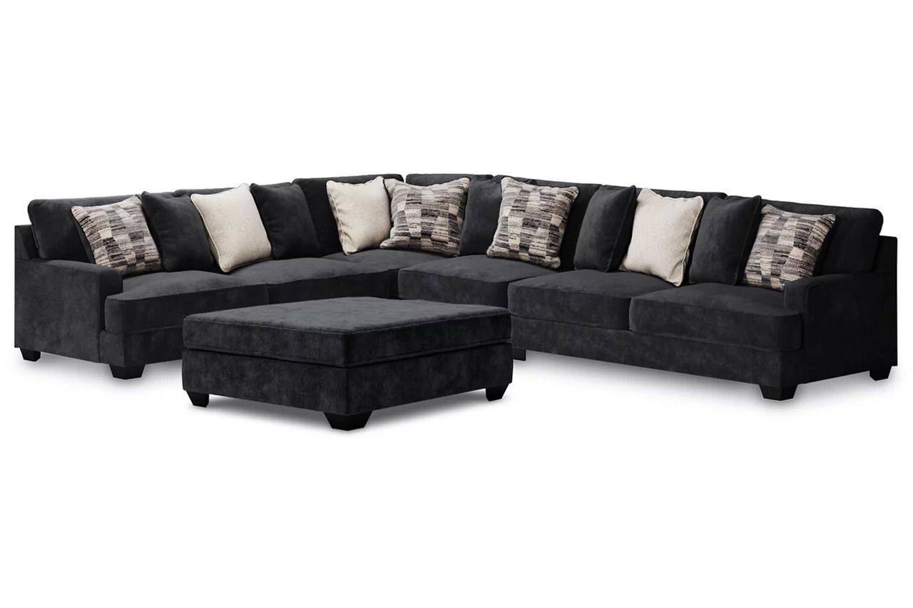 Lavernett 4-Piece Sectional with Ottoman In Charcoal 59603U1
