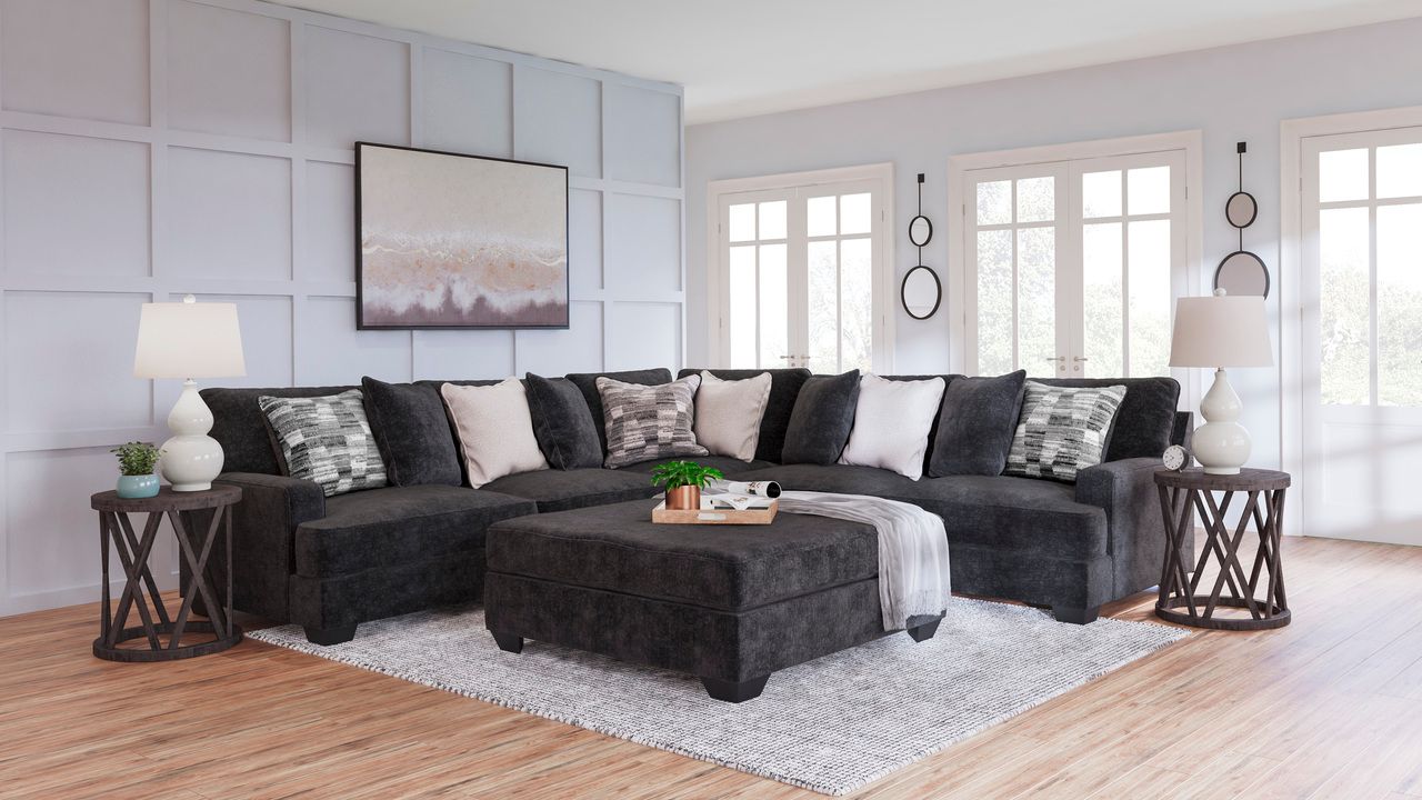 Lavernett 3-Piece Sectional and Oversized Ottoman In Charcoal 59603U3