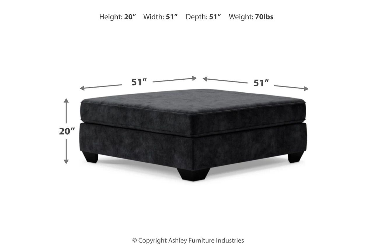 Lavernett 3-Piece Sectional and Oversized Ottoman In Charcoal 59603U3