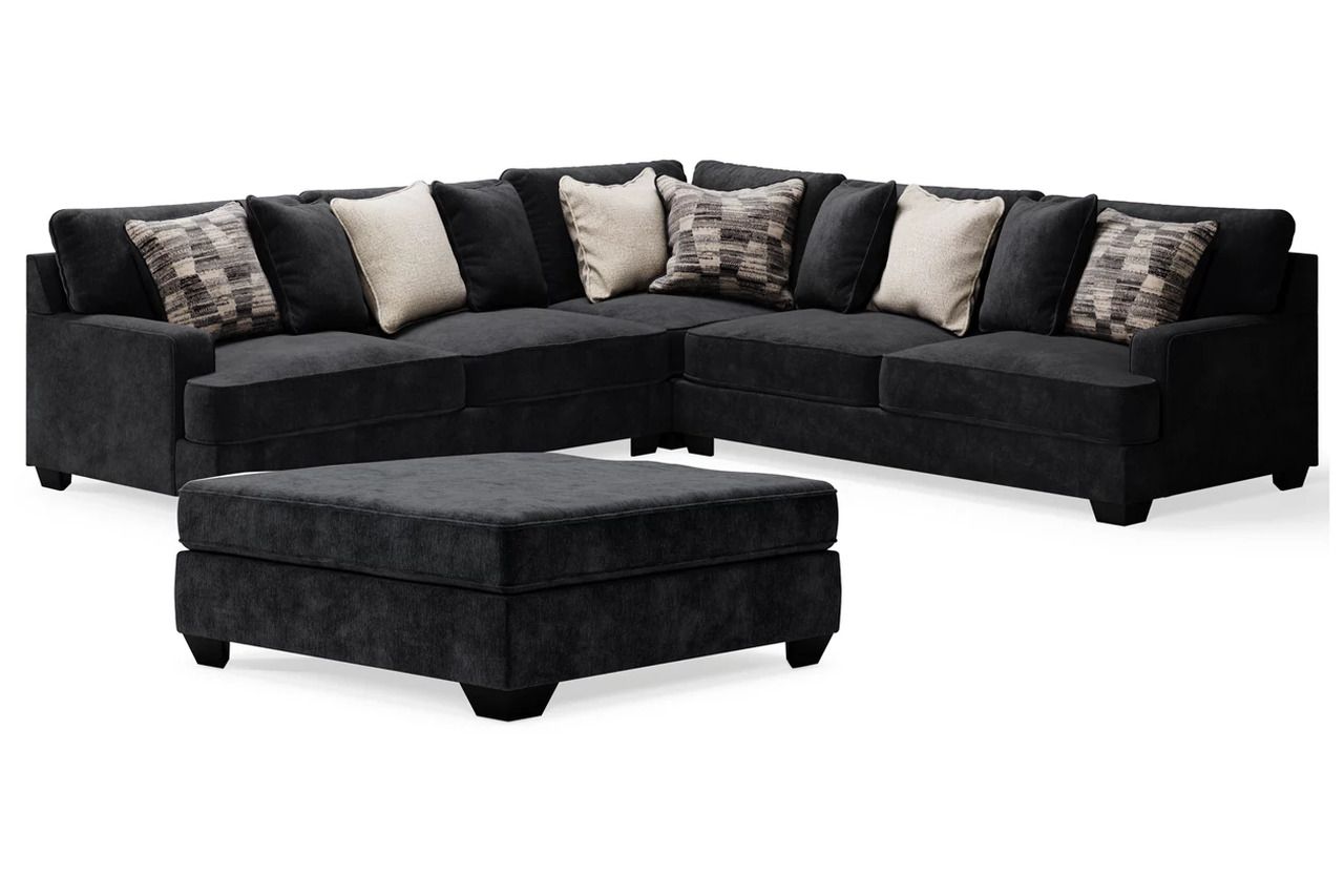 Lavernett 3-Piece Sectional and Oversized Ottoman In Charcoal 59603U3