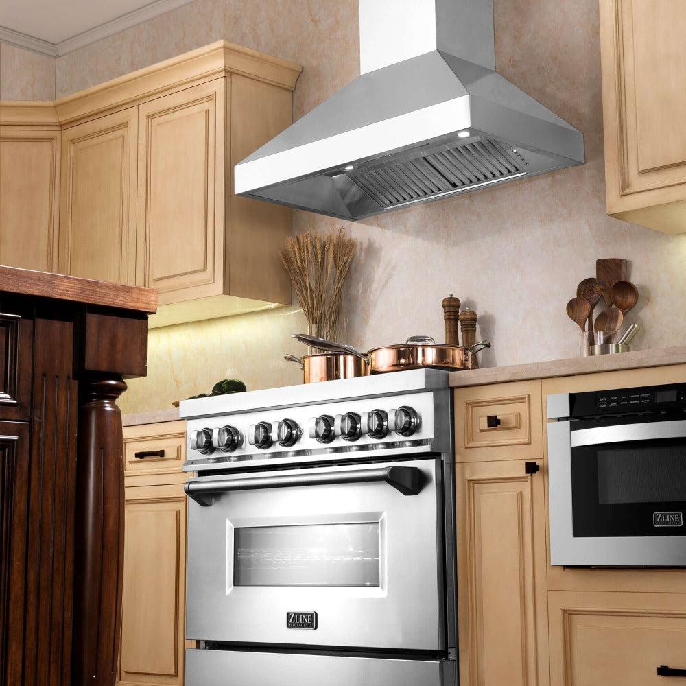 36 In. Professional Convertible Vent Wall Mount Range Hood In Stainless Steel With Crown Molding 597CRN36