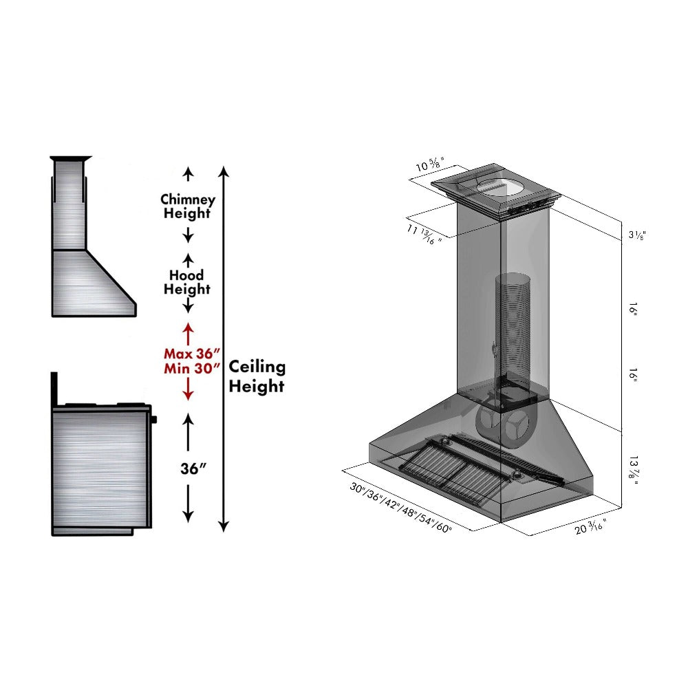 48 In. Professional Convertible Vent Wall Mount Range Hood In Stainless Steel With Crown Molding 597CRN48
