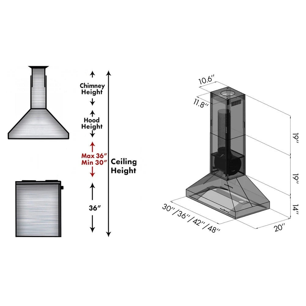 ZLINE 36 in. Ducted Island Mount Range Hood in Outdoor Approved Stainless Steel (597i-304-36) 597I30436