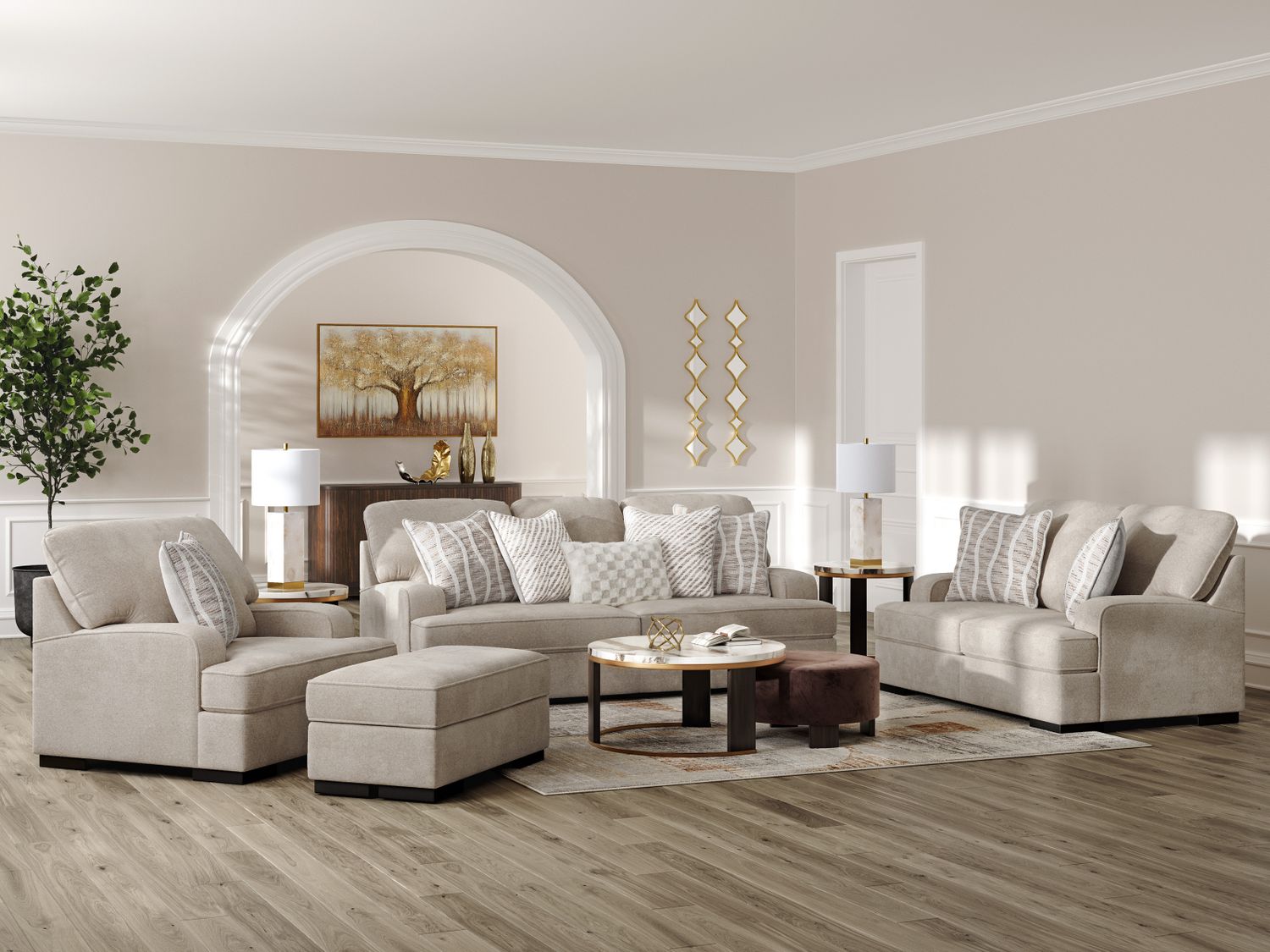 High Profile Loveseat In Taupe 5990235