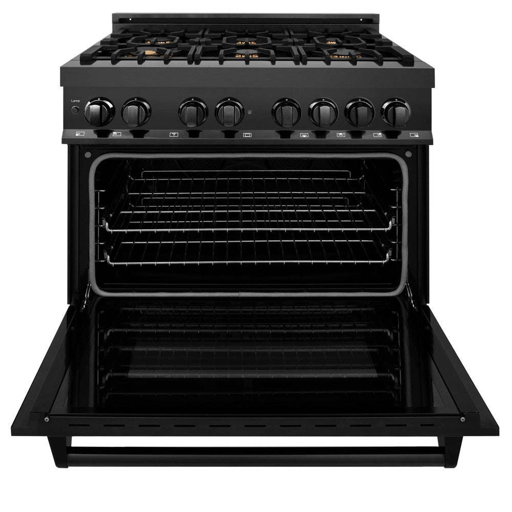 Kitchen Package with Black Stainless Steel Refrigerator, 36 in. Dual Fuel Range, 36 in. Range Hood, Microwave Drawer, and 24 in. Tall Tub Dishwasher 5KPRRABRH36MWDWV
