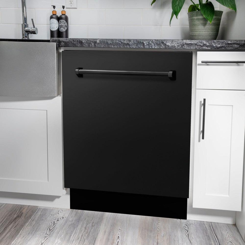 Kitchen Package with Black Stainless Steel Refrigerator, 36 in. Dual Fuel Range, 36 in. Range Hood, Microwave Drawer, and 24 in. Tall Tub Dishwasher 5KPRRABRH36MWDWV