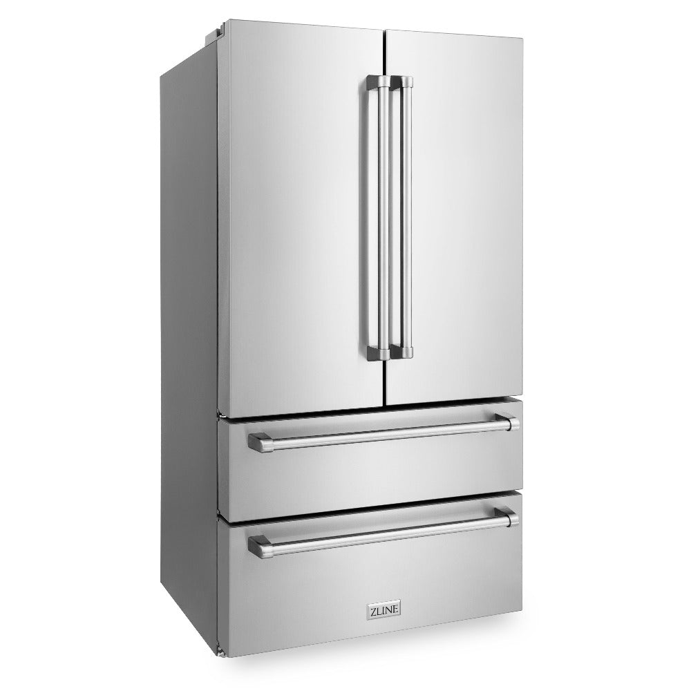 Kitchen Package with Refrigerator, 36 in. Stainless Steel Dual Fuel Range, 36 in. Convertible Vent Range Hood, 24 in. Microwave Drawer, and 24 in. Tall Tub Dishwasher 5KPRRARH36MWDWV