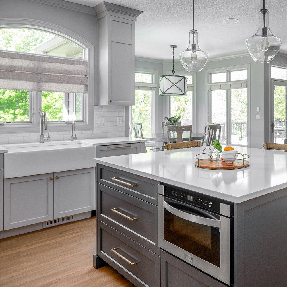 Kitchen Package with Refrigerator, 36 in. Stainless Steel Dual Fuel Range, 36 in. Convertible Vent Range Hood, 24 in. Microwave Drawer, and 24 in. Tall Tub Dishwasher 5KPRRARH36MWDWV