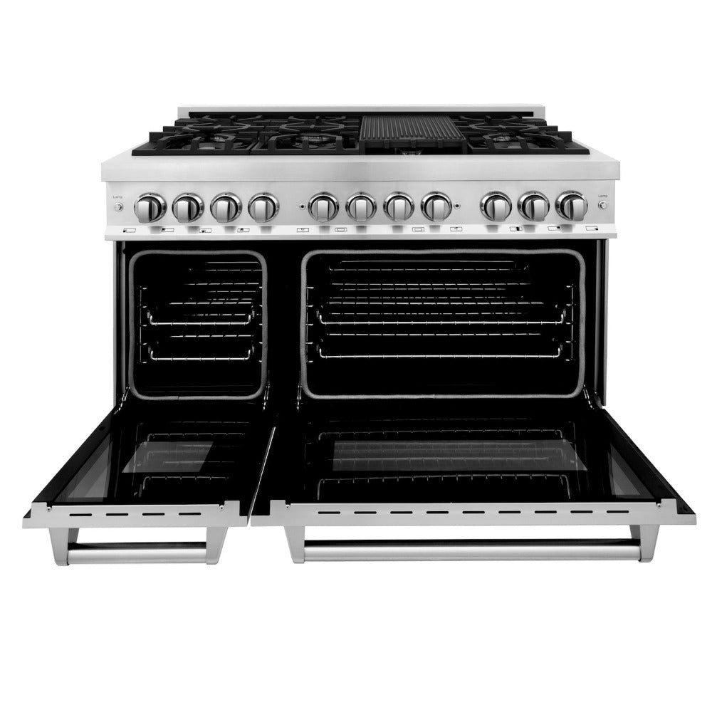 Kitchen Package with Refrigerator, 48 in. Stainless Steel Dual Fuel Range, 48 in. Convertible Vent Range Hood, 24 in. Microwave Drawer, and 24 in. Tall Tub Dishwasher 5KPRRARH48MWDWV