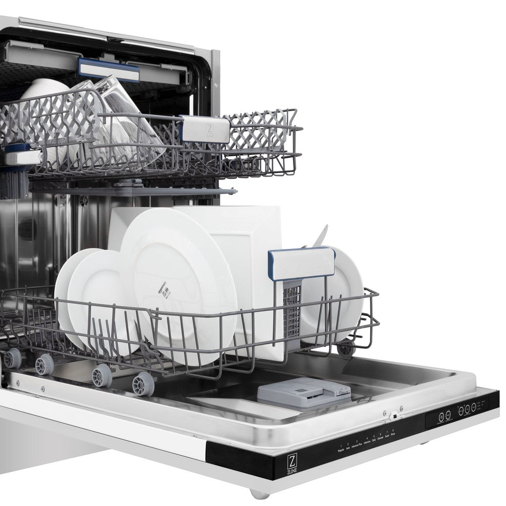 Kitchen Package with Refrigerator, 48 in. Stainless Steel Dual Fuel Range, 48 in. Convertible Vent Range Hood, 24 in. Microwave Drawer, and 24 in. Tall Tub Dishwasher 5KPRRARH48MWDWV