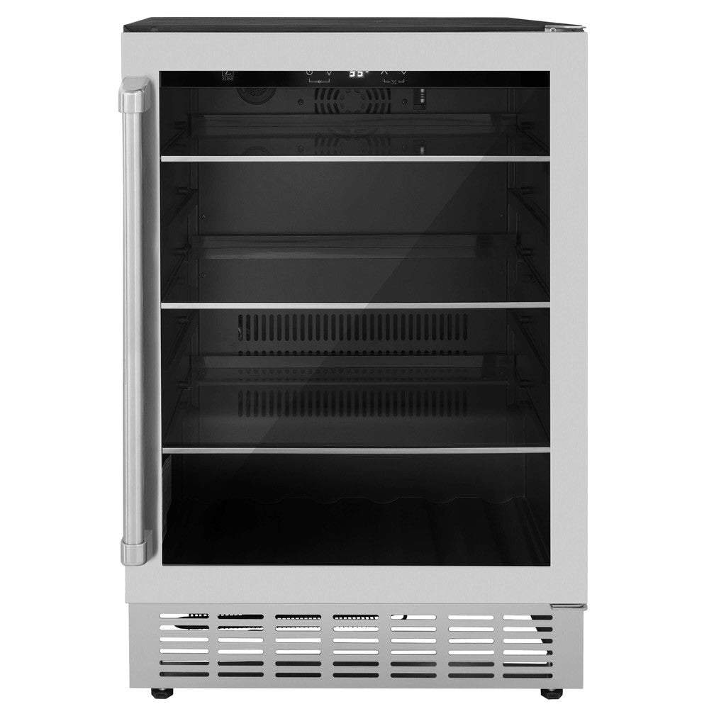 36 in. Kitchen Package with Stainless Steel Gas Range, Range Hood, Microwave Drawer, Tall Tub Dishwasher and Beverage Fridge 5KPSGRRH36MWDWVRBV