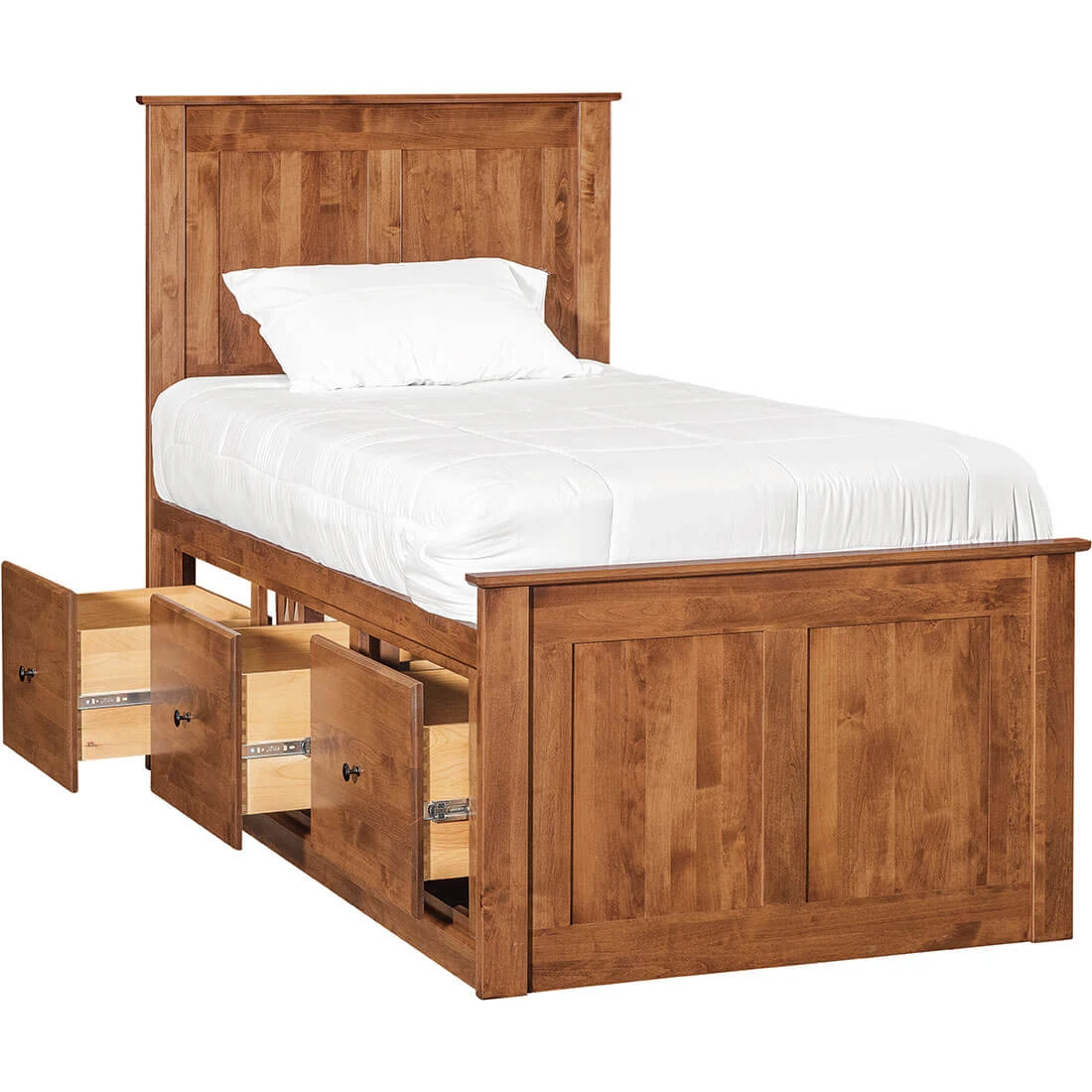 Shaker Chest Bed Shaker Twin Chest Bed - Tall 6 Drawer / 3 Drawer Pedestal & Raised Panel HB / FB - 60112 60112