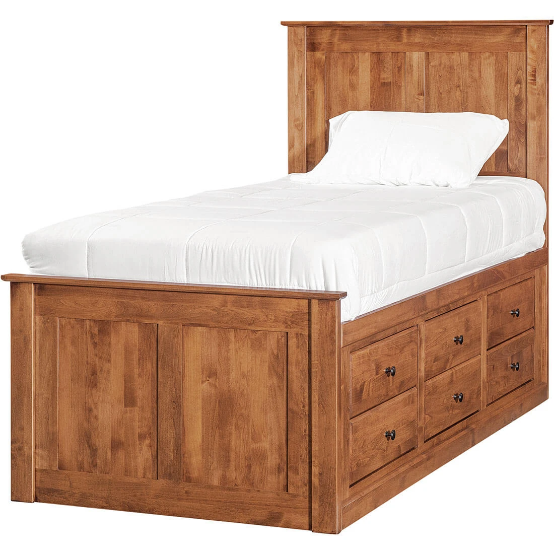 Shaker Chest Bed Shaker Twin Chest Bed - Tall 6 Drawer / 3 Drawer Pedestal & Raised Panel HB / FB - 60172 60172