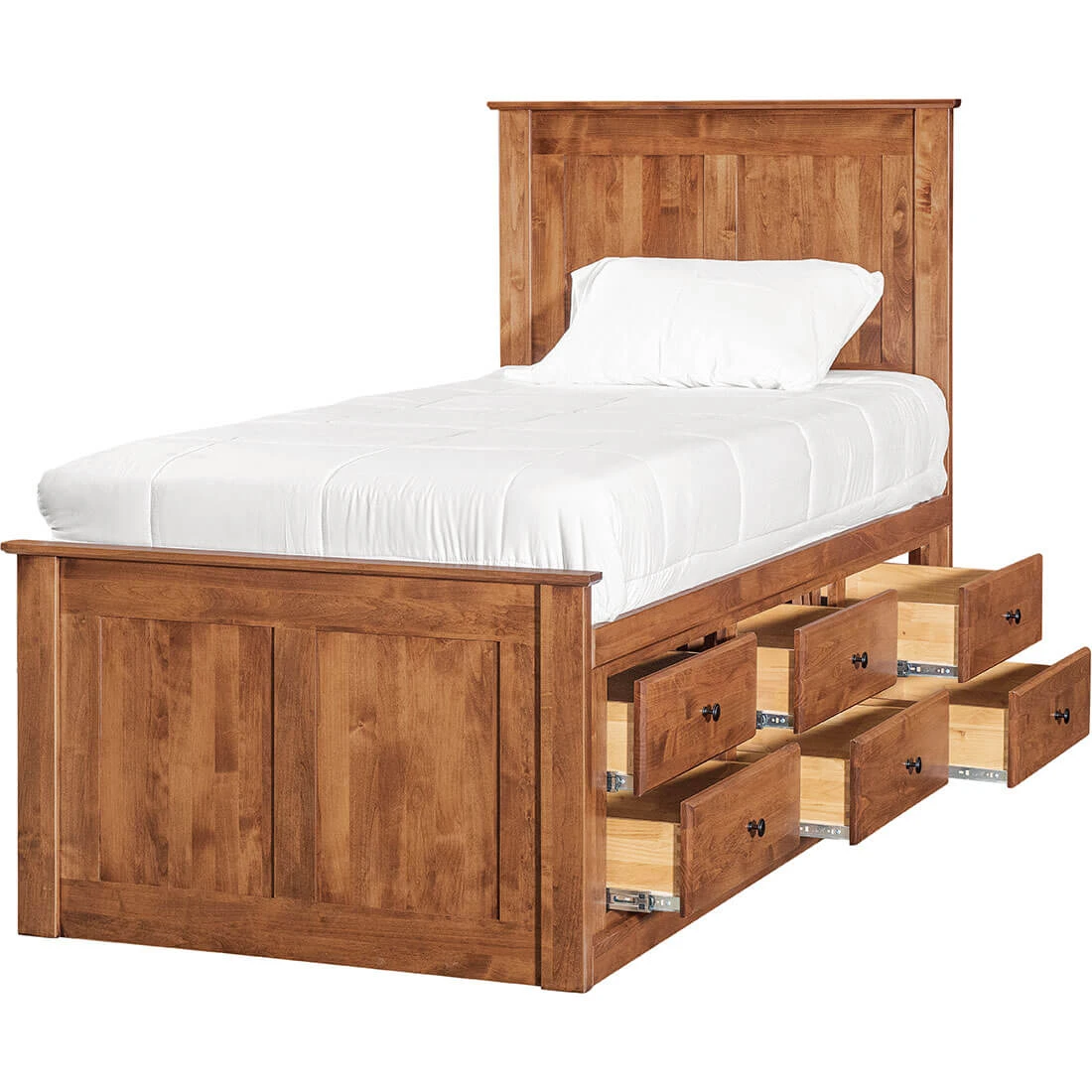 Shaker Chest Bed Shaker Twin Chest Bed - Tall 6 Drawer / 3 Drawer Pedestal & Raised Panel HB / FB - 60172 60172