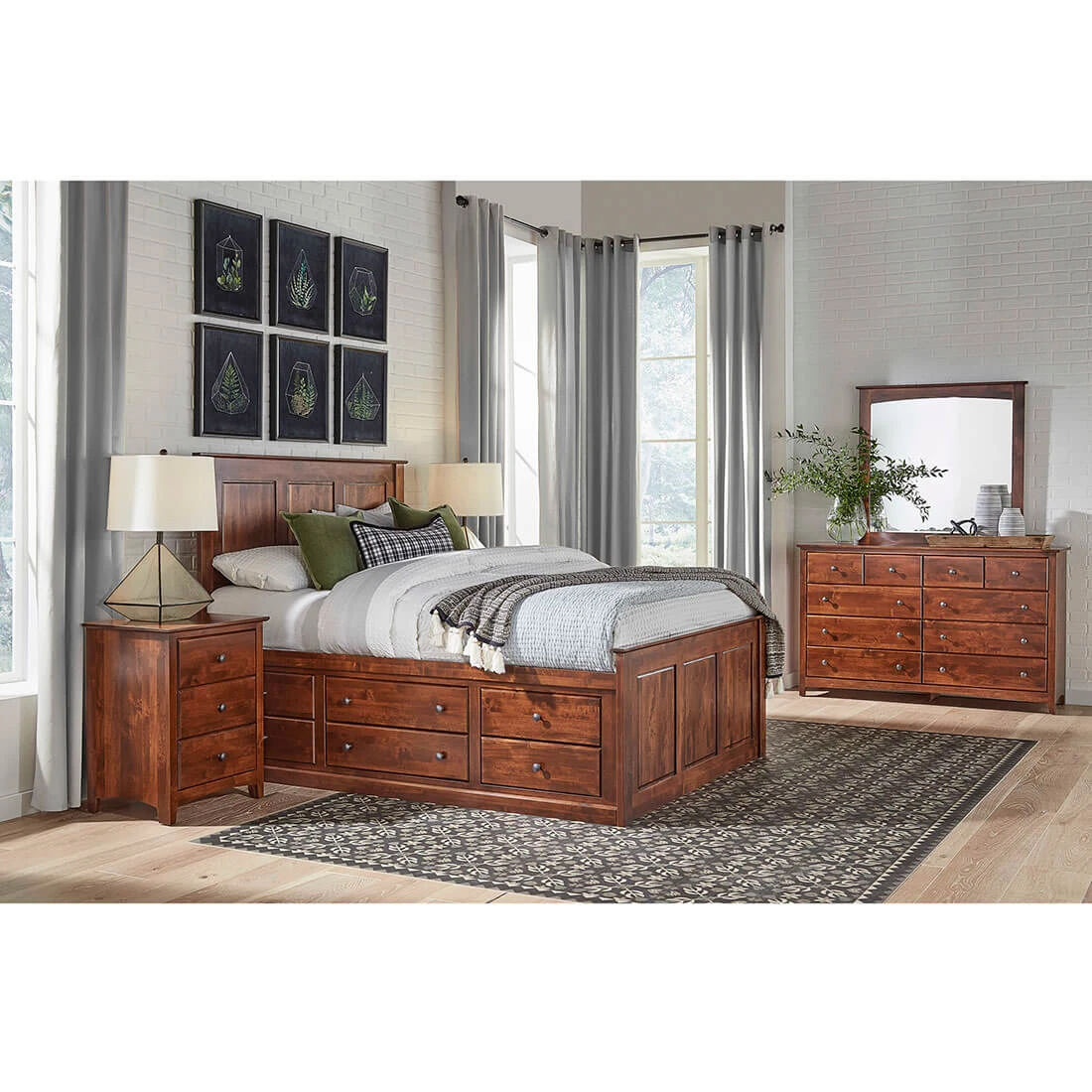 Shaker Chest Bed Shaker Twin Chest Bed - Tall 6 Drawer / 3 Drawer Pedestal & Raised Panel HB / FB - 60172 60172