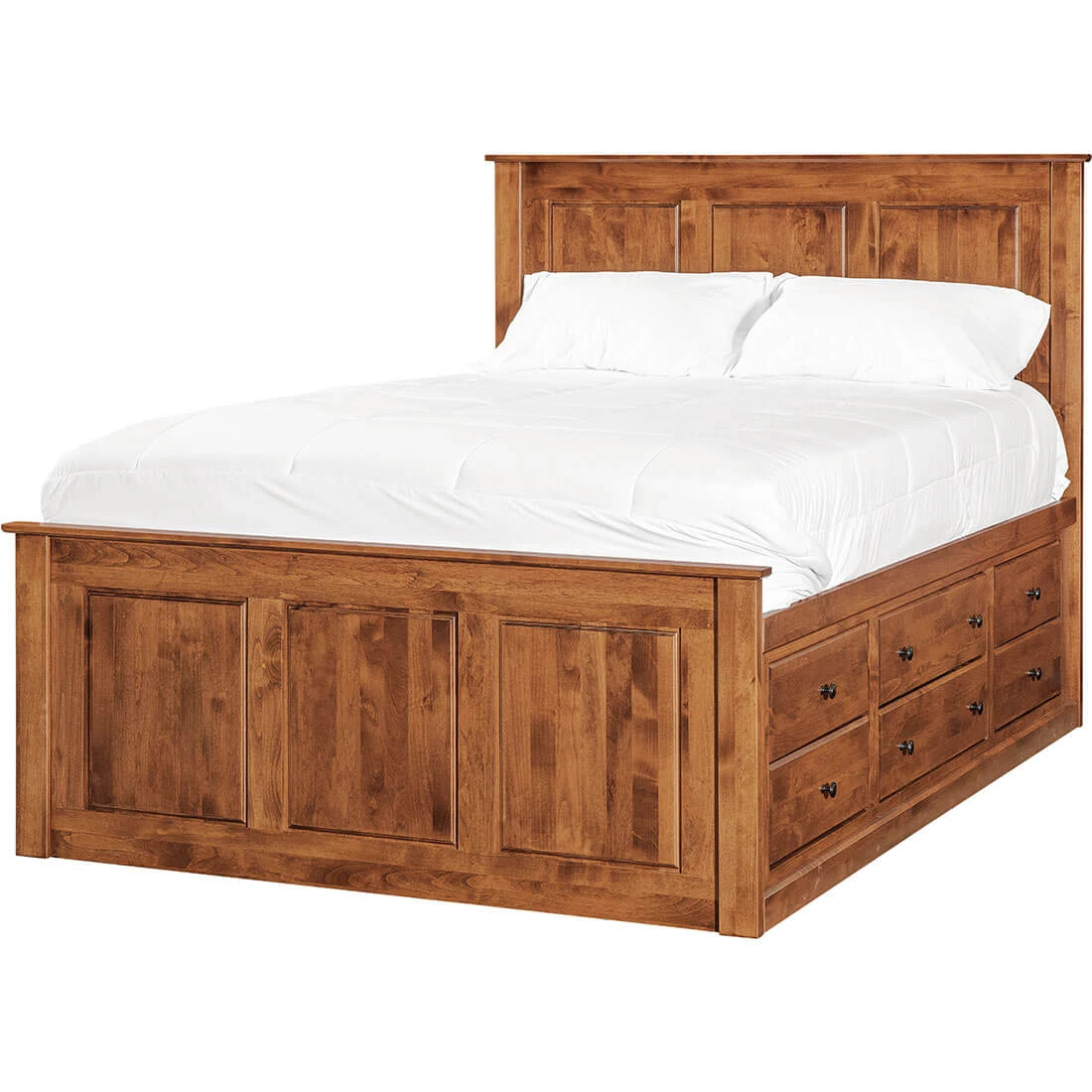Shaker Chest Bed Shaker Queen Chest Bed - Tall 6 Drawer / 3 Drawer Pedestal & Raised Panel HB / FB - 60312 60312