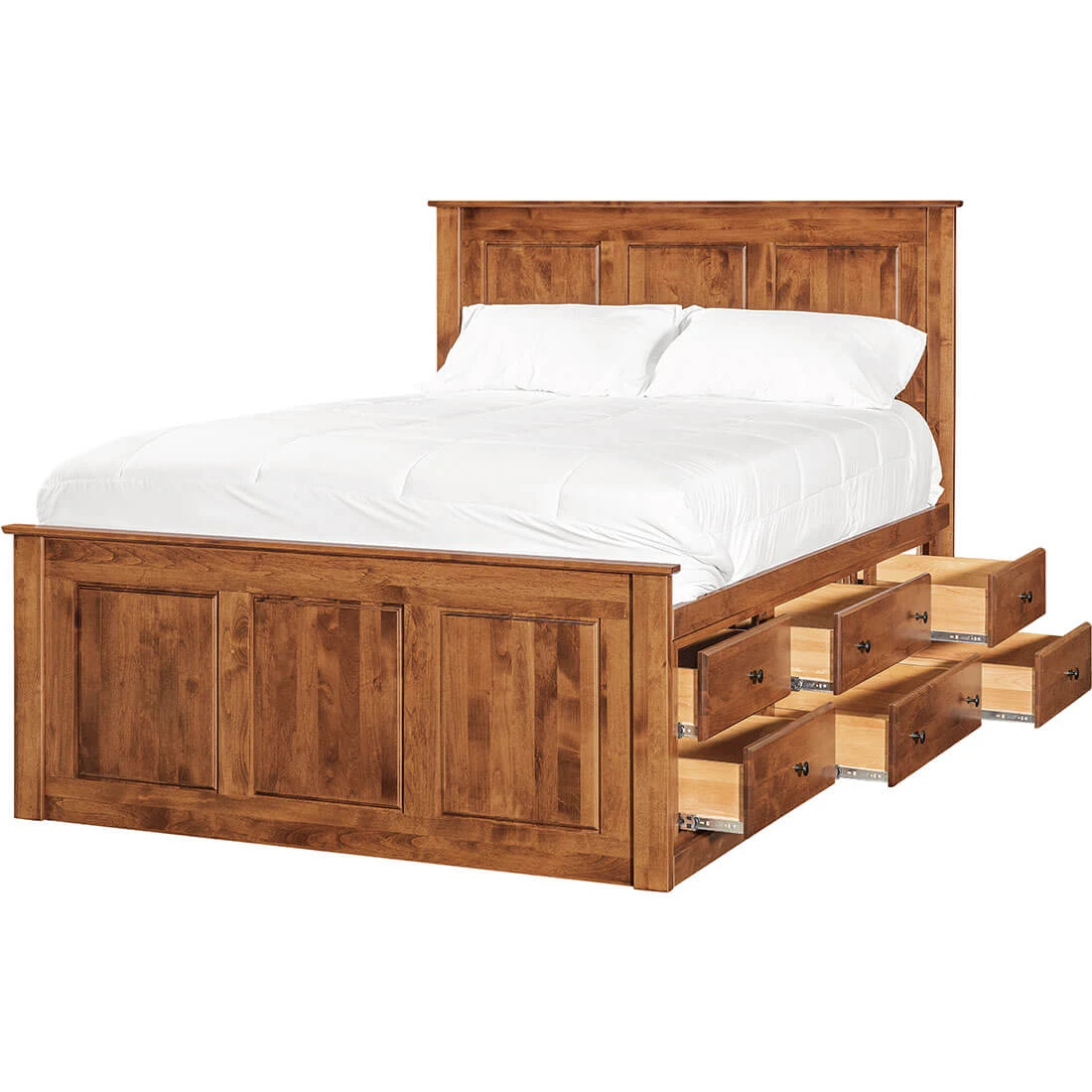 Shaker Chest Bed Shaker Queen Chest Bed - Tall 6 Drawer / 3 Drawer Pedestal & Raised Panel HB / FB - 60312 60312