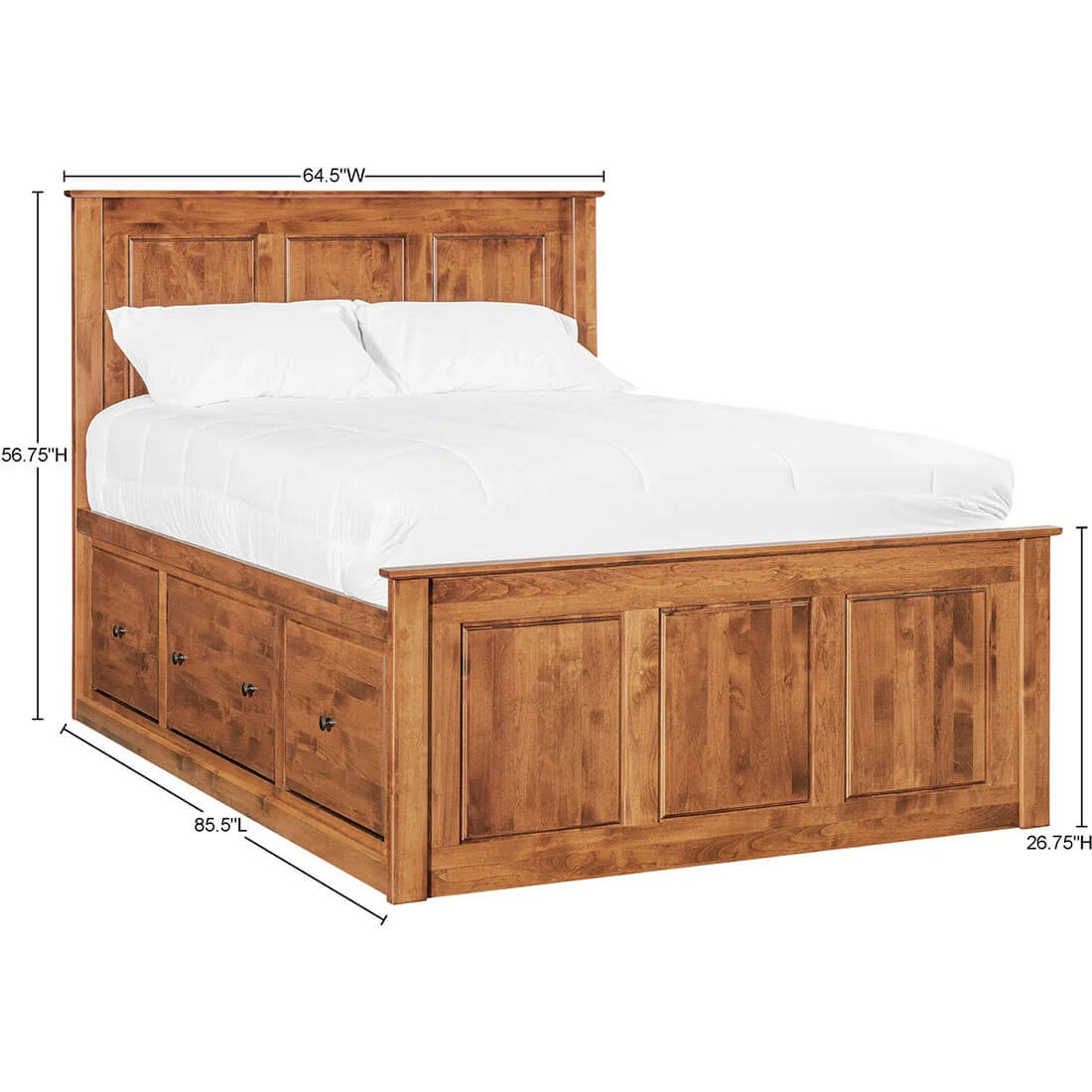 Shaker Chest Bed Shaker Queen Chest Bed - Tall 6 Drawer / 3 Drawer Pedestal & Raised Panel HB / FB - 60312 60312