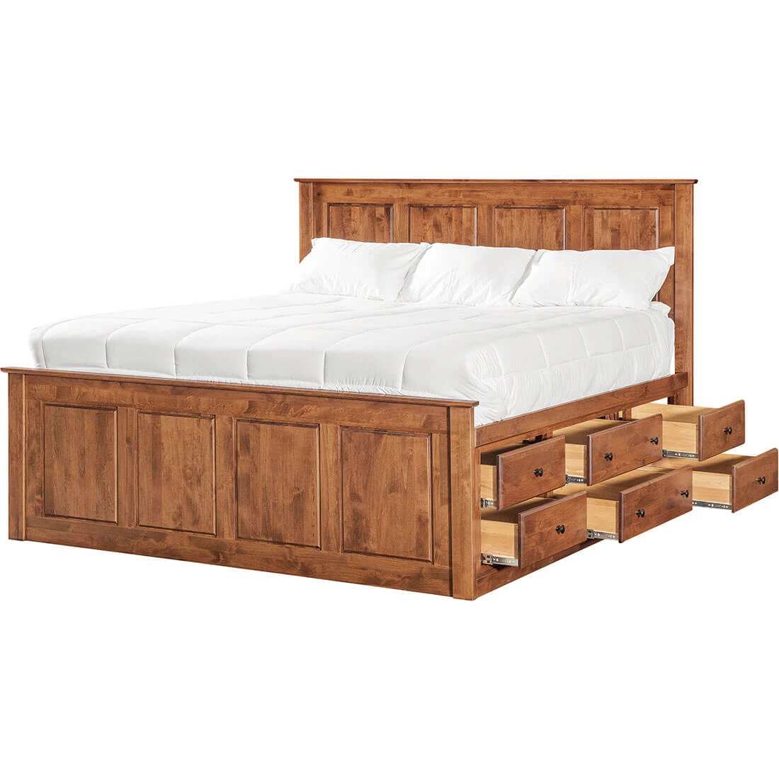 Shaker Chest Bed Shaker King Chest Bed - Tall 6 Drawer / 3 Drawer Pedestal & Raised Panel HB / FB - 60470 60470