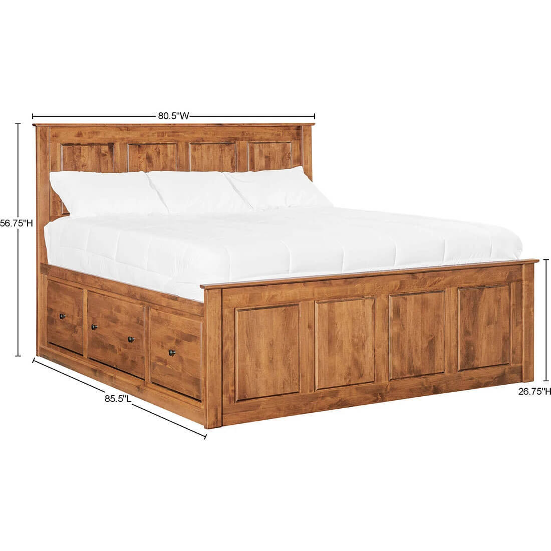 Shaker Chest Bed Shaker King Chest Bed - Tall 6 Drawer / 3 Drawer Pedestal & Raised Panel HB / FB - 60470 60470
