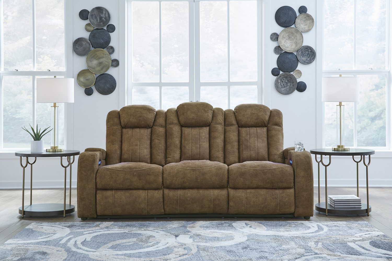 Wolfridge Brindle Power Recliner Sofa with Adjustable Headrest 6070315