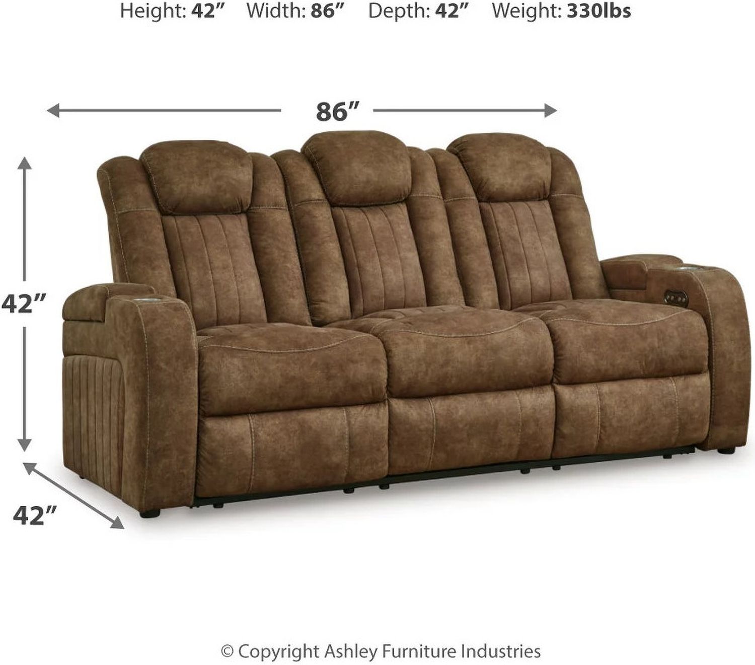 Wolfridge Brindle Power Recliner Sofa with Adjustable Headrest 6070315