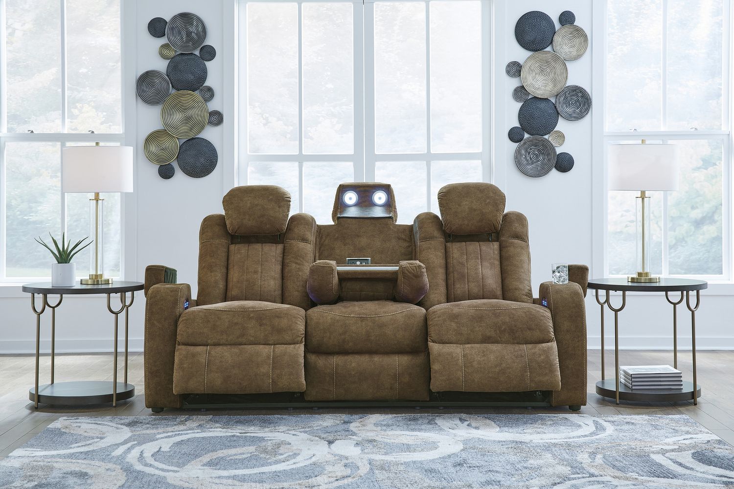 Wolfridge Brindle Power Recliner Sofa with Adjustable Headrest 6070315