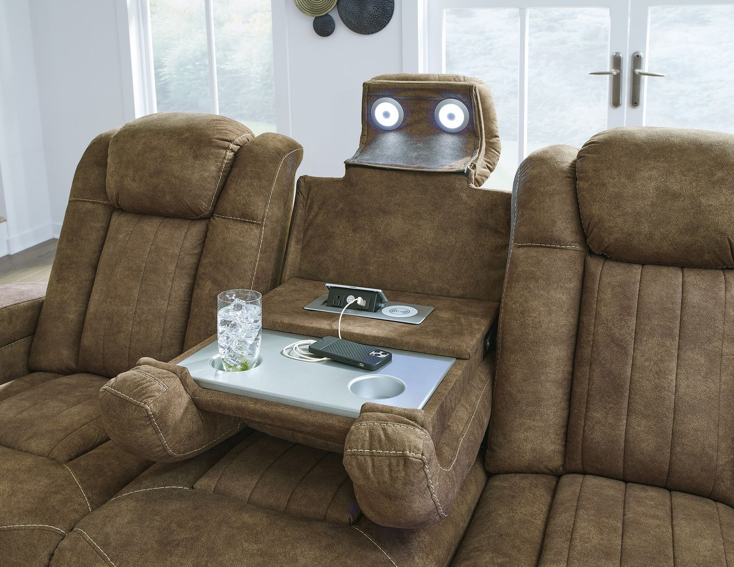 Wolfridge Brindle Power Recliner Sofa with Adjustable Headrest 6070315