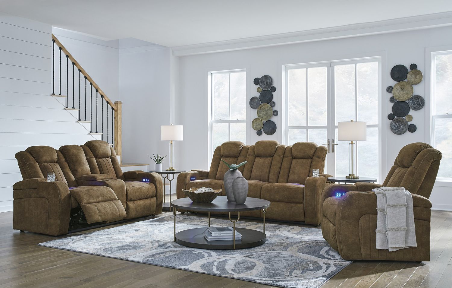 Wolfridge Brindle Power Recliner Sofa with Adjustable Headrest 6070315