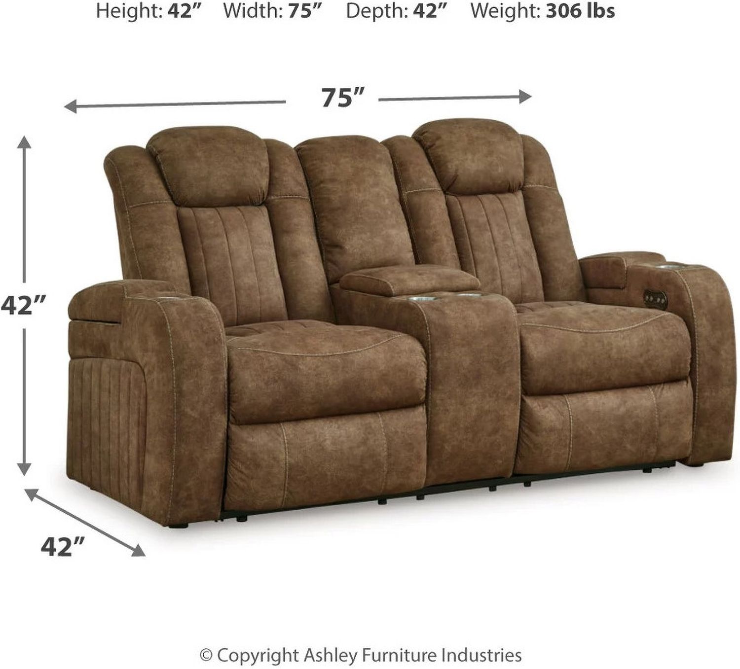 Wolfridge Brindle Power Recliner Loveseat With Adjustable Headrest 6070318