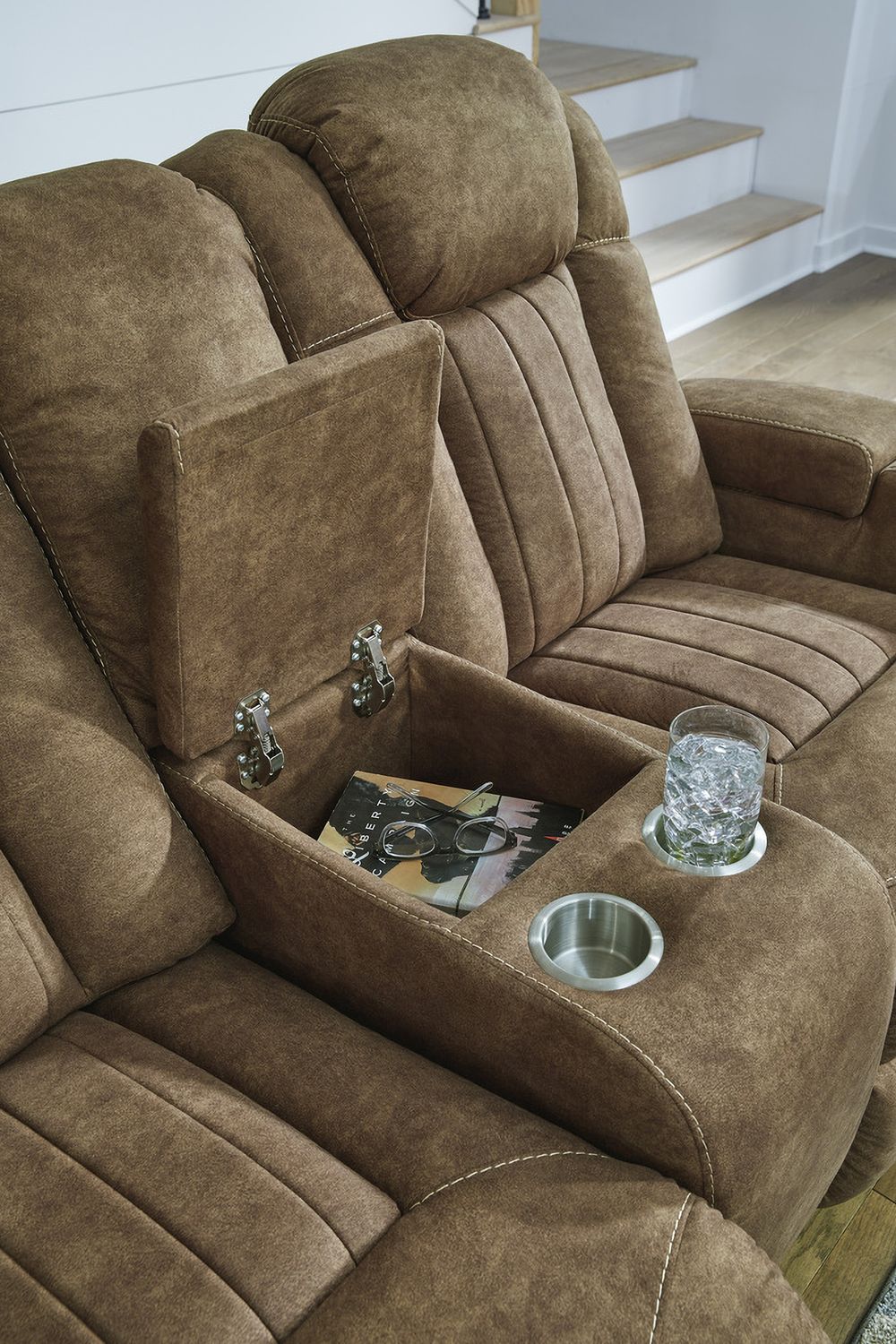 Wolfridge Brindle Power Recliner Loveseat With Adjustable Headrest 6070318