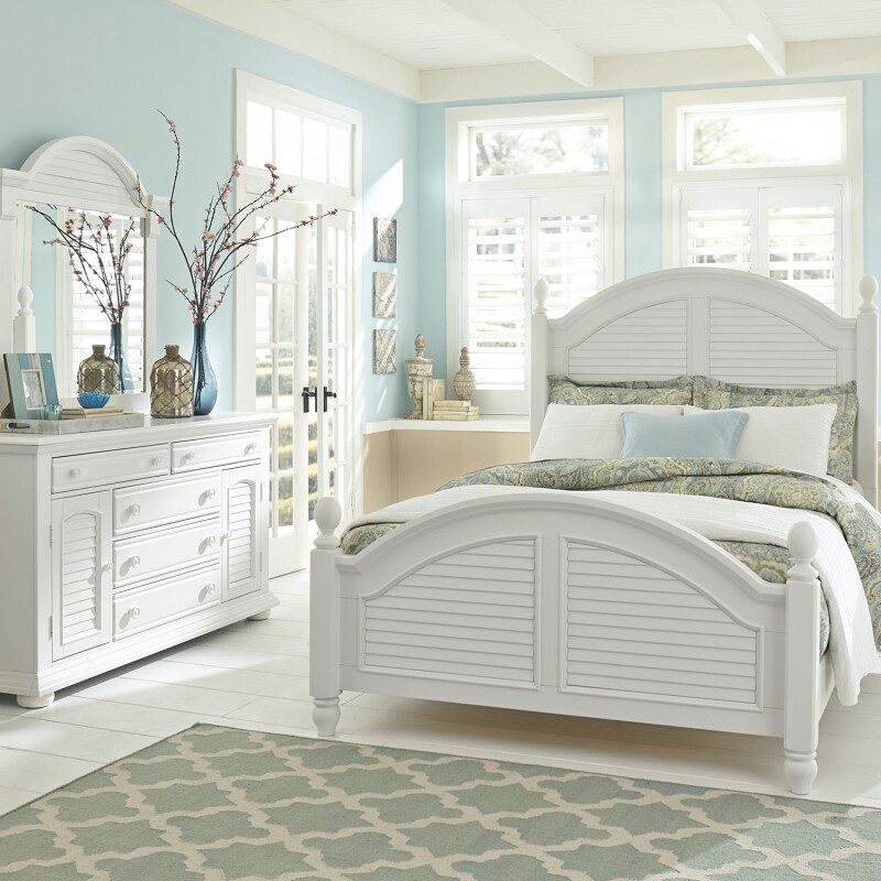 Summer House I King Poster Bed, Dresser & Mirror 607BRKPSDM